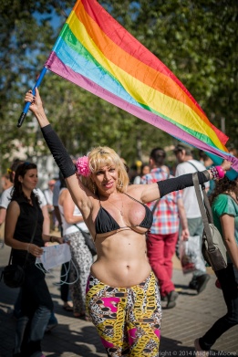 Flag Flying at Barcelona Pride 2014
