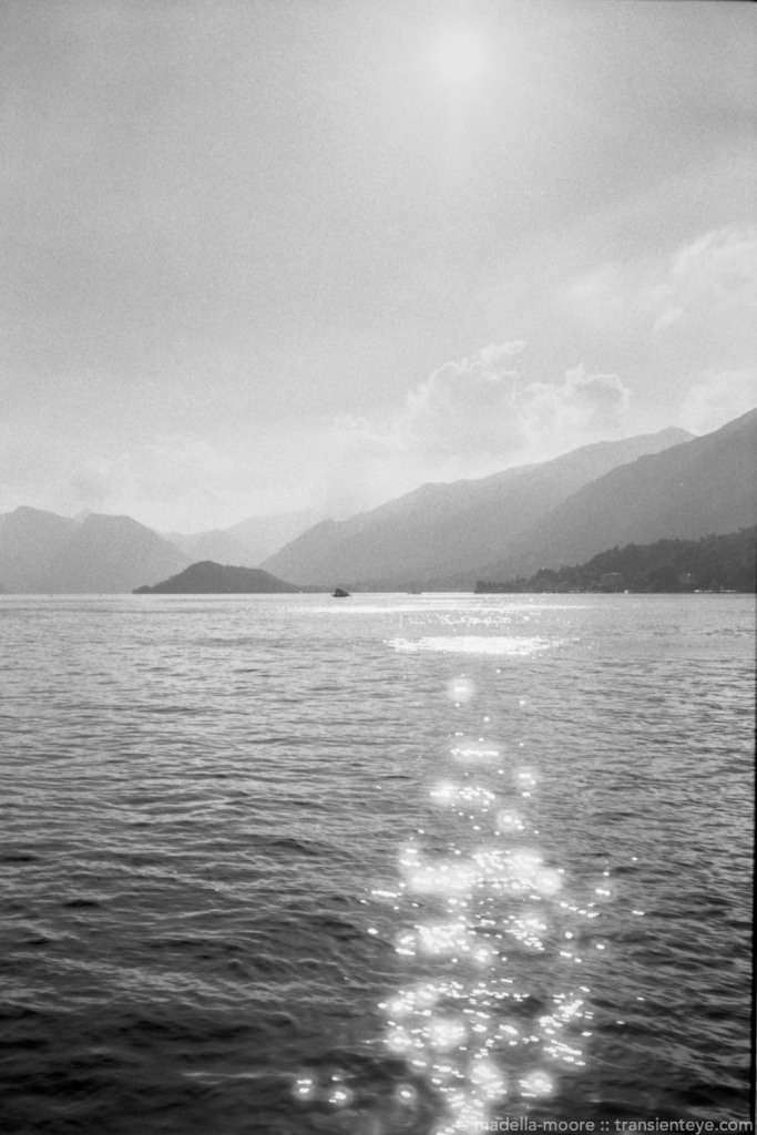 Light reflecting on water, Lago di Como, Italy. Leica M7, Zieiss C-Sonnar ZM 1.5/50, Ilford Delta 100