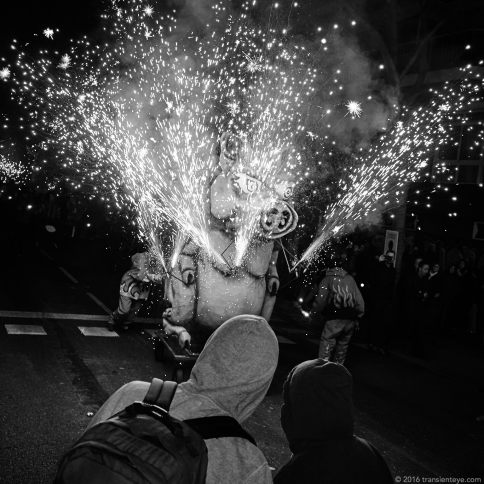 The Correfoc closing the Festa Major de Sant Antoni, Barcelona. Ricoh GR shot in RAW and converted to Black and White in Capture One Pro 9.0.3